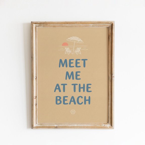 Meet Beach Coastal Sunset Quote Wall Decor Unframed Paper Print