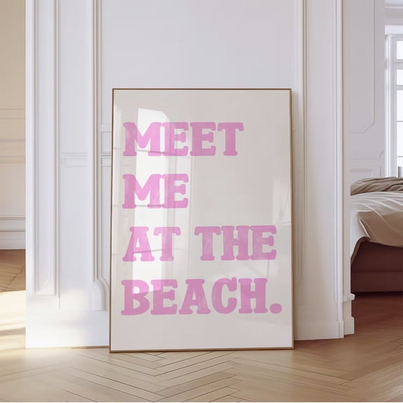 Meet Me At The Beach Wall Art, Pink Coastal Cowgirl Wall Art, Coastal Granddaughter Decor, Coastal Cowgirl Wall Art, Coconut Girl Decor Unframed Paper Print