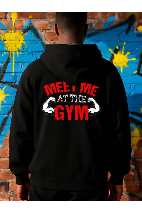 Meet Me at the Gym hoodies Exercise for men sweatshirts black Comfortable Material,Bold Design streetwear comfortable winter aesthetic casual Dumbbell gym Funny Unisex hoodie
