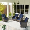 thumbnail image 1 of Meet Leisure 4 Pieces Outdoor Swivel Rocker Wicker Patio Chairs Sets with 2 Tables, Blue, 1 of 11