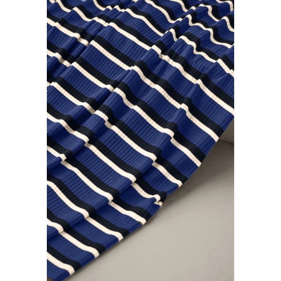Meet MILK Derby Stripe Tencel Modal Rib Stretch Knit Fabric Lapis - per yard