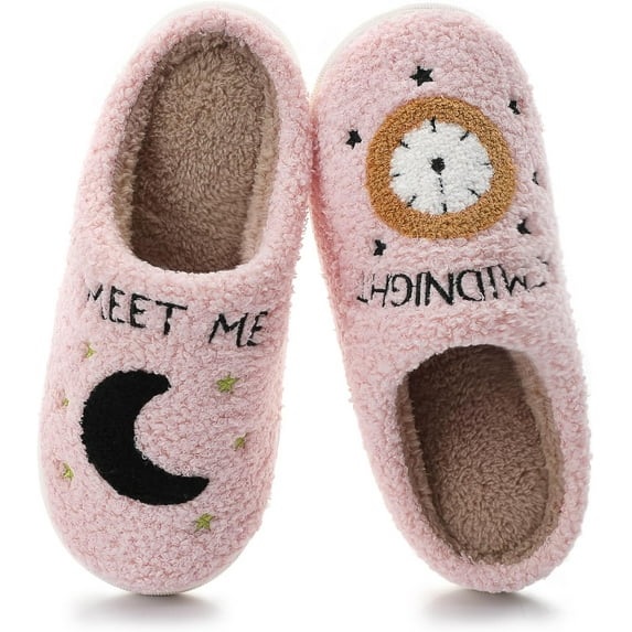 Meet Me At Midnight Slippers for Womens Mens Soft Warm Fuzzy House Slides Memory Foam Lightweight Slip-on Slippers Indoor Outdoor