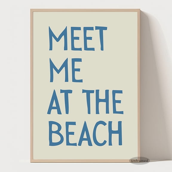 Meet Me At The Beach Canvas Print Coastal Wall Art for Bedroom Entryway and Lake Cabin Unframed