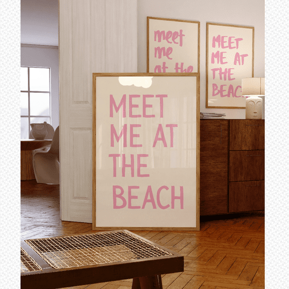 Meet Me At The Beach Coastal Typography Poster Set 3 , Poster Only