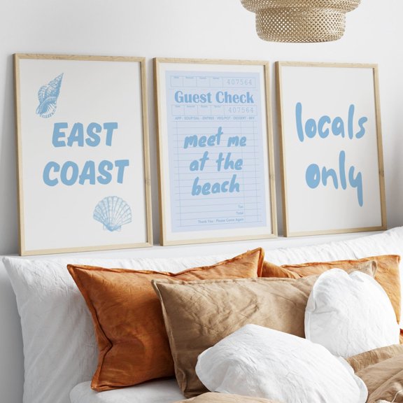 Meet Me At The Beach Print East Coast Poster Beach House Locals Only Art Set 3 Unframed Paper Print 20x30