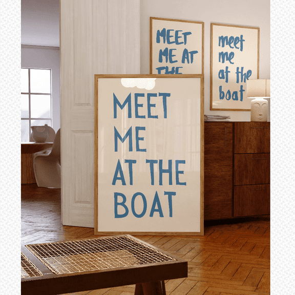 Meet Me At The Boat Coastal Summer Typography Poster Set 3 , Poster Only