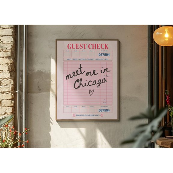Meet Me In Chicago Travel Gift Wall Art Decor Unframed Paper Print