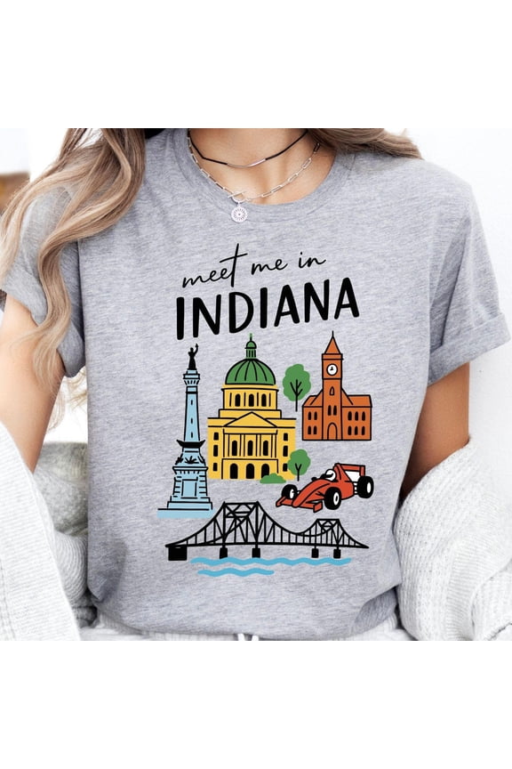Meet Me In Indiana Shirt Indiana State Souvenir Shirt Indiana Map Shirt