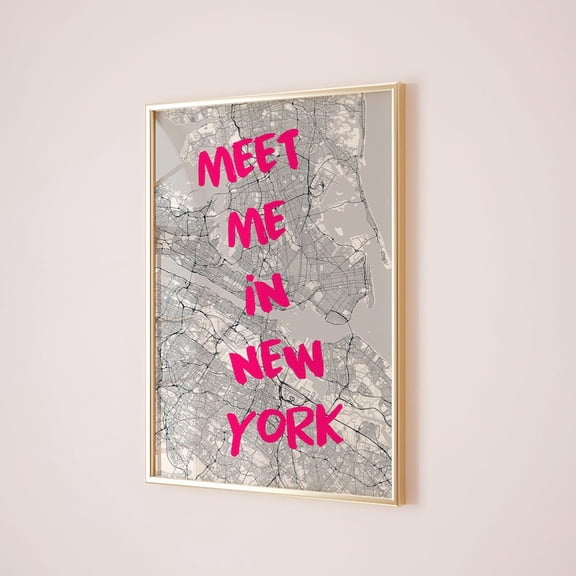 Meet Me In New York City Map Wall Art Print, Unframed Paper Poster 11x14in