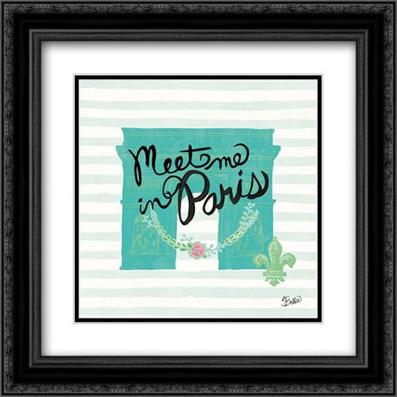 Meet Me In Paris 2x Matted 20x20 Black Ornate Framed Art Print by Studio Bella