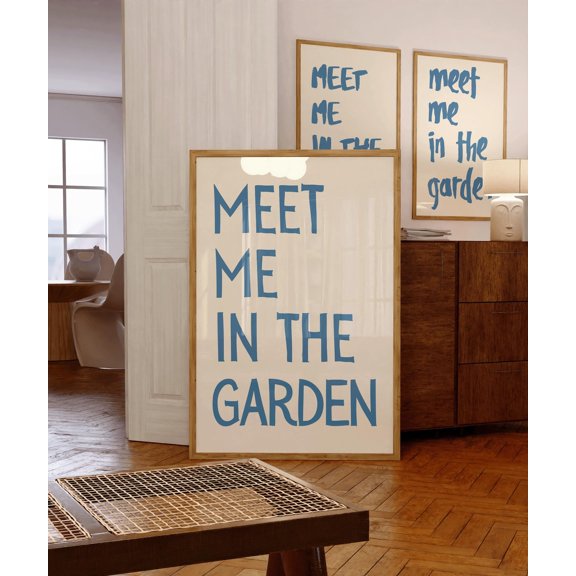 Meet Me In The Garden Botanical Typography House Wall Decor Art Unframed Paper Print
