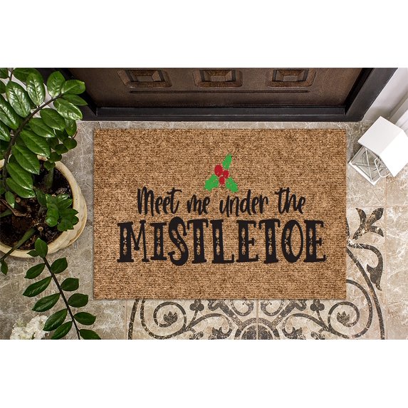 Meet Me Under the Mistletoe COLOR VERSION | Christmas Doormat | Christmas Decoration | Welcome Mat | Holiday Doormat | Christmas Gift