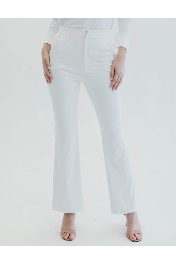 Straight Leg Button-up Athleisure White, Meet Me at Noon Pant (Women's)