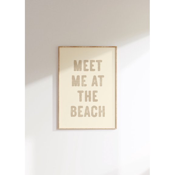 Meet Me at The Beach Print: Neutral Coastal Wall Art Unframed Paper Print