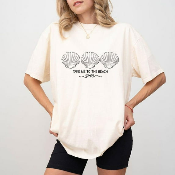 Meet Me at the Beach T-Shirt, Seashell Graphic Tee, Preppy Summer Shirt, Ocean Lover Gift, Beach Vibes Shirt, Cute Coastal Vacation Tee