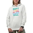 thumbnail image 1 of Meet Me at the Cider Mill Quote, Groovy Retro Wavy Text Merch Gift, White Hooded Sweatshirt or Hoodie, 2XL, 1 of 5