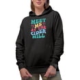 thumbnail image 1 of Meet Me at the Cider Mill Quote or Saying, Groovy Retro Wavy Text Merch Gift, Black Hooded Sweatshirt or Hoodie, Medium, 1 of 5