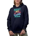thumbnail image 1 of Meet Me at the Cider Mill Quote or Saying, Groovy Retro Wavy Text Merch Gift, Navy Blue Hooded Sweatshirt or Hoodie, XL, 1 of 5