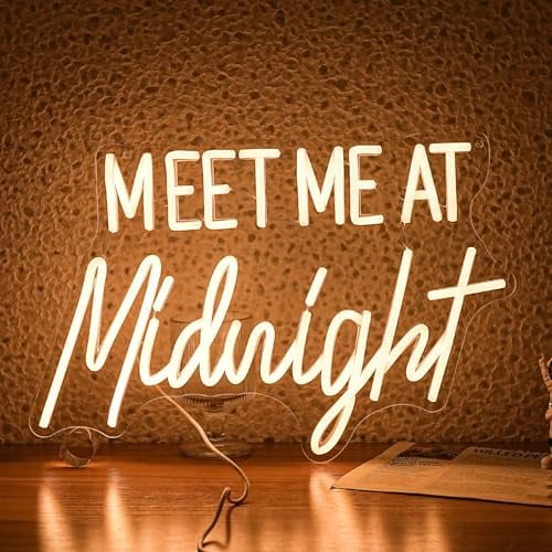 Meet Me At Midnight Neon Sign Warm White Led Light Up Words Sign for Bedroom Decor Dimmable USB Powered Neon Light for Bar Home Hotel Wall Decor Gift Sign 16.5 * 11 In$$Tools & Hardware Other