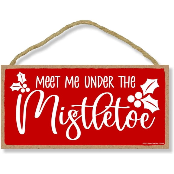 Meet Me Under the Mistletoe 8"x12" Inch Christmas Sign for Home Decor Funny Mistletoe Wall Decor Kitchen Decor Sign Funny Home Club bar Wall Art Decoration Retro Metal Tin Signs
