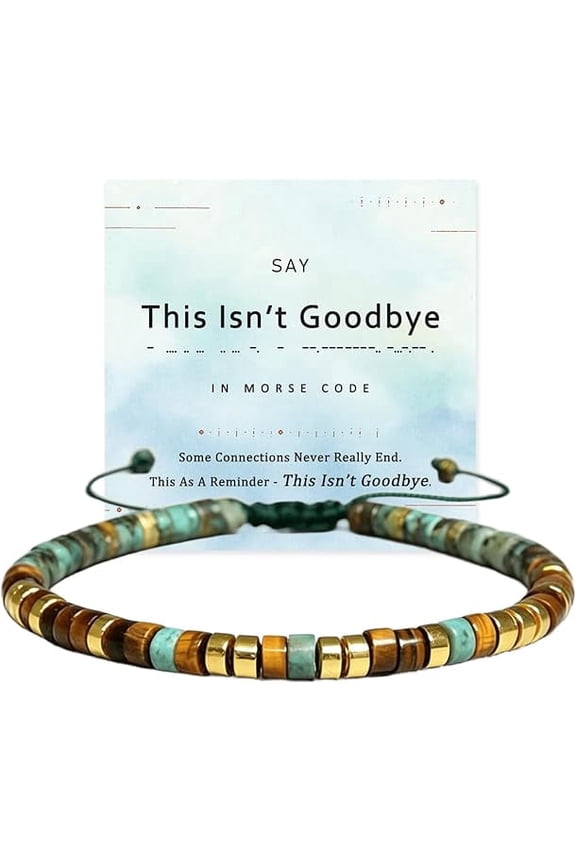 Until We Meet Again Morse Code Bracelet, Still With Me Tiger Eye & African Turquoise Beaded Bracelet, Hidden Message Sympathy Memorial Bracelet Jewelry Gift for Women Men