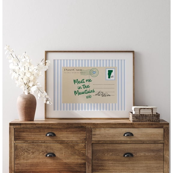 Meet Me In The Mountains Postcard Print, Vermont State Print, Vermont Map Print, Vintage Postcard Print, Vermont State Postcard Home Decor #639, Unframed Canvas Size 8x12