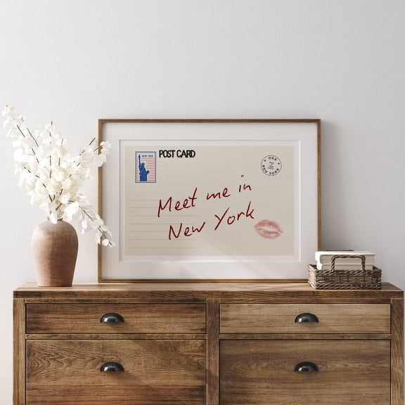 Meet Me In New York Poster Vintage Post Card Poster Meet Me In Nyc Poster Retro Apartment Aesthetic Trendy Horizontal Poster Nyc Wallart Poster Home Decor, 8x12 UNFRAMED