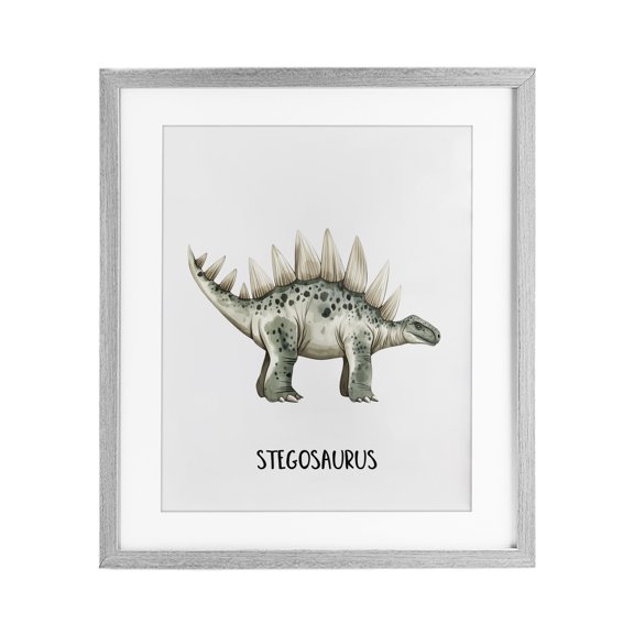 Stupell Industries Meet The Stegosaurus Gray Framed Print Under Glass, design by Christine Simpson Art