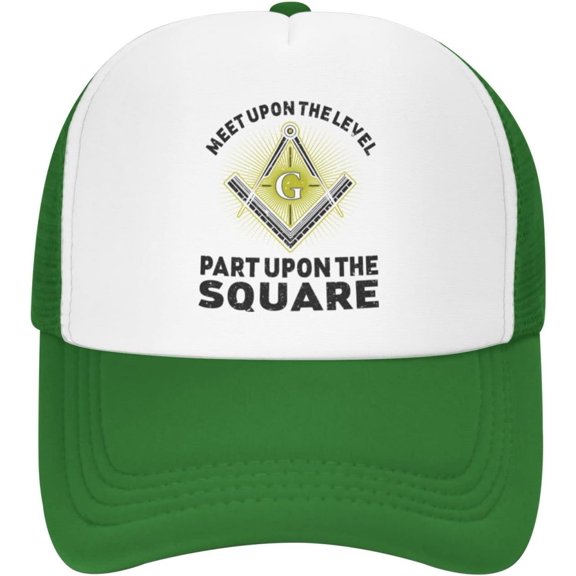 Meet Upon The Level Masonic Black Trucker Hat Baseball Cap Men Dad Hat Women Ball Hat Adjustable Ponytail Hat