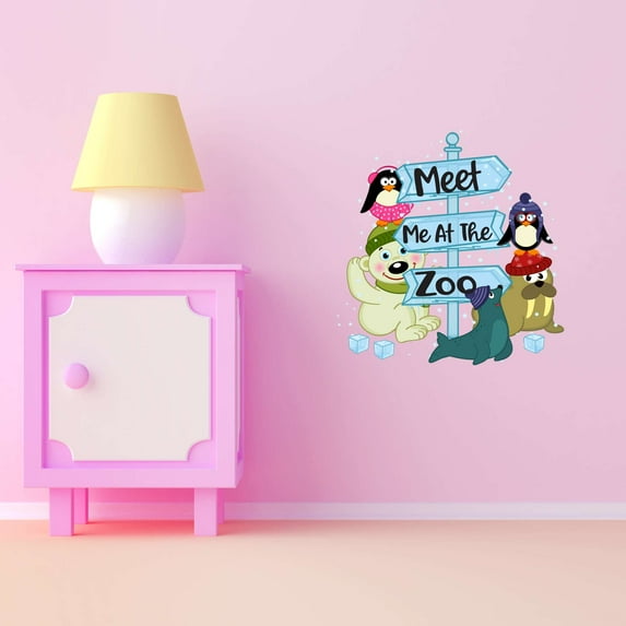 Meet Me At The Zoo Zoo Africa Zebra Lion Safari Jungle Endangered Species Hippo Alligator Giraffe Tiger Wilderness Holiday Gift Ideas Bedroom Wall Decal Sticker - Size: 20 In X 20 In