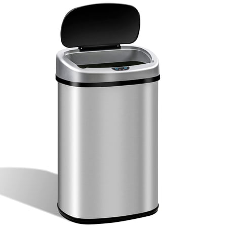 Meet perfect 13 Gallon Trash Can Automatic Kitchen Garbage Can with Lid Touchless Sensor Waste Bin Slim No Touch Stainless Steel Trash Can for Home, Living Room, Bedroom, Office, 50 Liter- Silver