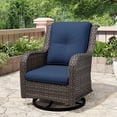 thumbnail image 1 of MeetLeisure 1 PCS Outdoor Swivel Rocker Patio Chair, Wicker Furniture with High Back, Deep Seating, Wide Armrest, Thick Cushions for Deck Porch, Dark Blue, 1 of 11
