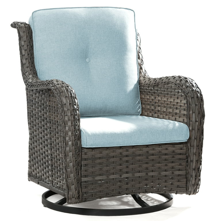 MeetLeisure 1 Pieces Outdoor Patio Furniture Wicker Swivel Chair