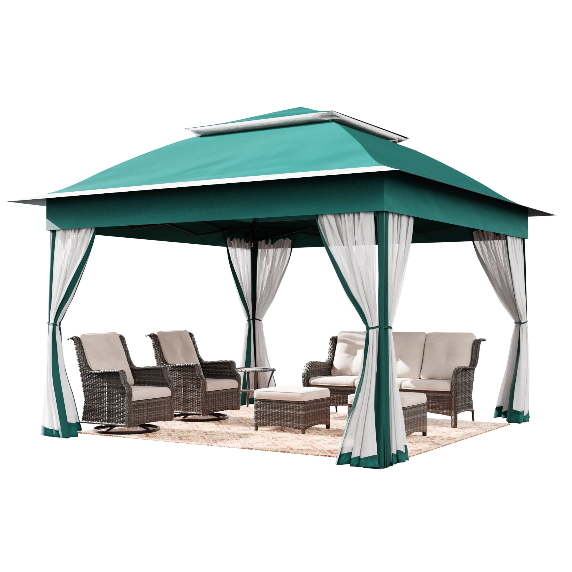 Green Stainless Steel Pop-Up Gazebo with Oxford Fabric Roof