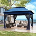 thumbnail image 1 of Meetleisure 11'x11' Pop Up Gazebo for Patios, Outdoor Canopy Tent with Sidewalls, Mosquito Netting, Pop Up Shelter for Wedding Party, Dark Blue, 1 of 13