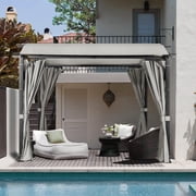 MeetLeisure 11x11 Outdoor Pergola with Sidewalls, Arched Top Metal Pergola with Steel Frame & Textilene Canopy for BBQ Party Family Gathering, Grey