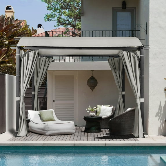 MeetLeisure 11 ft. x 11 ft. Grey Steel Arched Pergola
