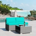 thumbnail image 1 of MeetLeisure 2 Piece Patio Armless Wicker Sofa Set with Removable Cushions, Aqua, 1 of 5