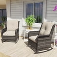 thumbnail image 1 of MeetLeisure 2 Pieces Hand-woven Wicker Outdoor Rocking Chair with Cushion, Beige, 1 of 10