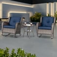 thumbnail image 1 of MeetLeisure 3-Piece Patio Wicker Outdoor Rocking Chair Set with Navy Cushions, 1 of 11