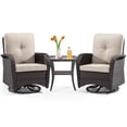 thumbnail image 1 of MeetLeisure 3-Piece Wicker Outdoor Conversation Set, Including 2 Swivel Rocking Chairs and 1 Wicker Side Table (Brown/Beige), 1 of 11