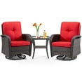 thumbnail image 1 of MeetLeisure 3-Piece Wicker Outdoor Conversation Set, Including 2 Swivel Rocking Chairs and 1 Wicker Side Table (Brown/Red), 1 of 11