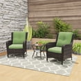 thumbnail image 1 of MeetLeisure 3-Piece Wicker Outdoor Furniture Conversational Sets with Two Armchairs & One Rattan Side Table, Green, 1 of 11