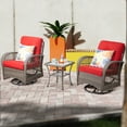 thumbnail image 1 of MeetLeisure 3-Piece Wicker Outdoor Rocking Chair Patio Conversation Set, Red, 1 of 7
