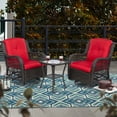 thumbnail image 1 of MeetLeisure 3-Piece Wicker Outdoor Rocking Chairs Wicker Patio Conversation Set; Red, 1 of 7