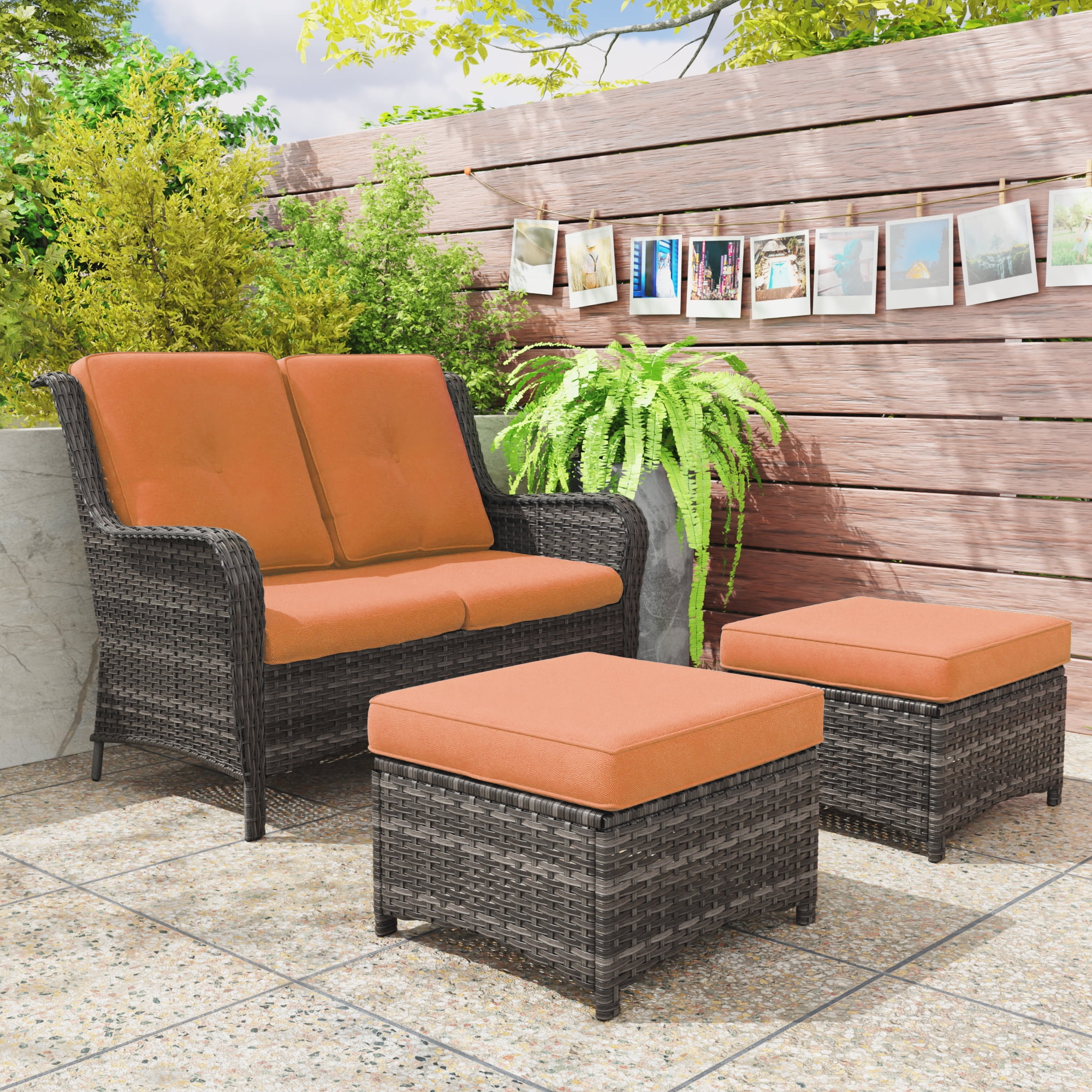 3 piece patio set with ottoman hotsell