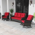 thumbnail image 1 of MeetLeisure 3 Pieces Outdoor Furniture Patio Furniture Set with Two Rocking Chairs,One 3-Seat Sofa, Red, 1 of 11