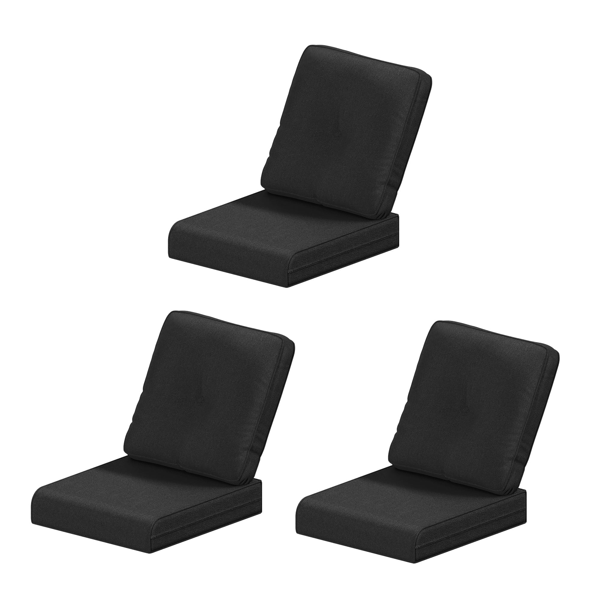 MeetLeisure 4 Inch Outdoor Cushions, Suitable for Patio Furniture, Water-Resistant & Fade-Resistant, 3 Sets, Black