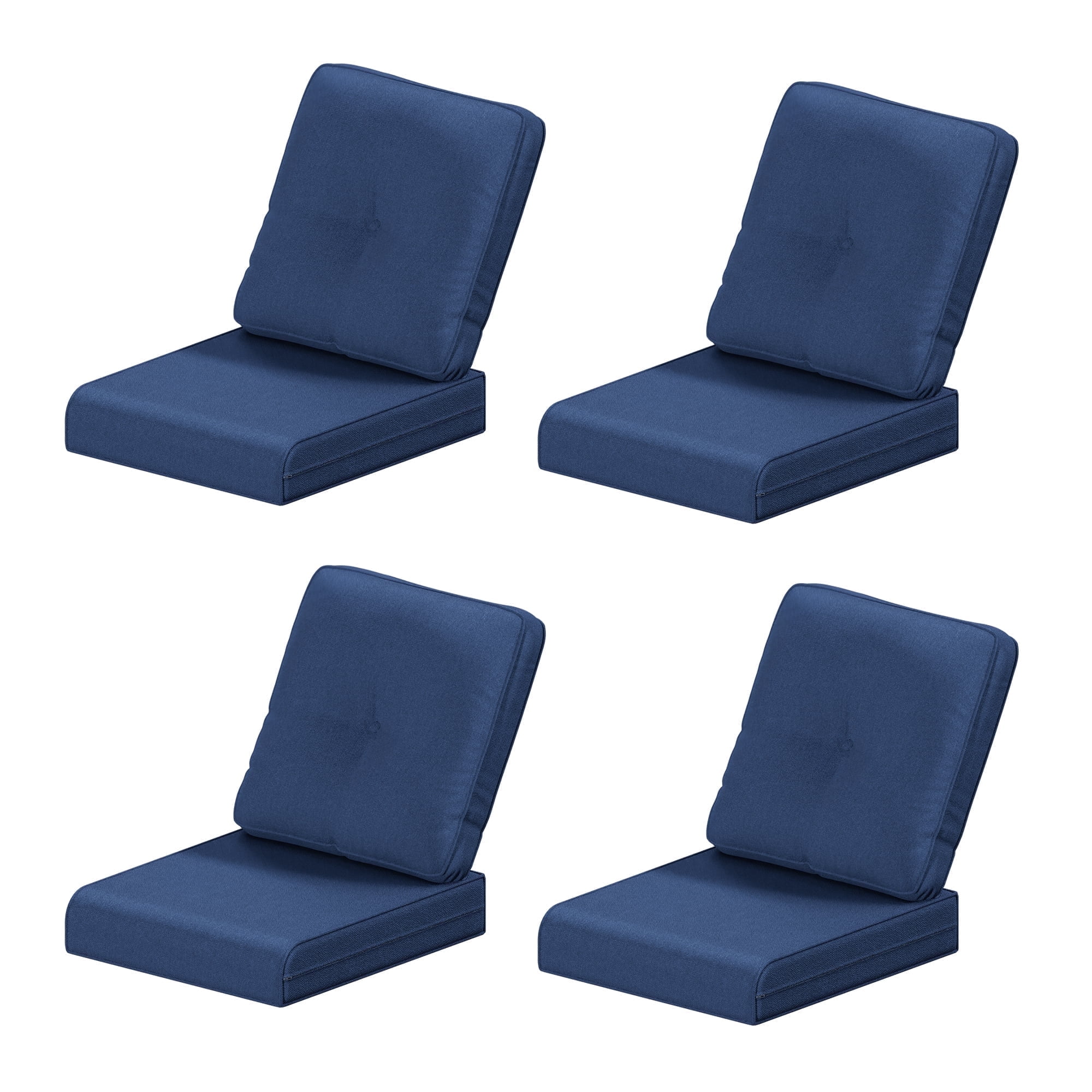MeetLeisure 4 Inch Outdoor Cushions, Suitable for Patio Furniture, Water-Resistant & Fade-Resistant, 4 Sets, Dark Blue