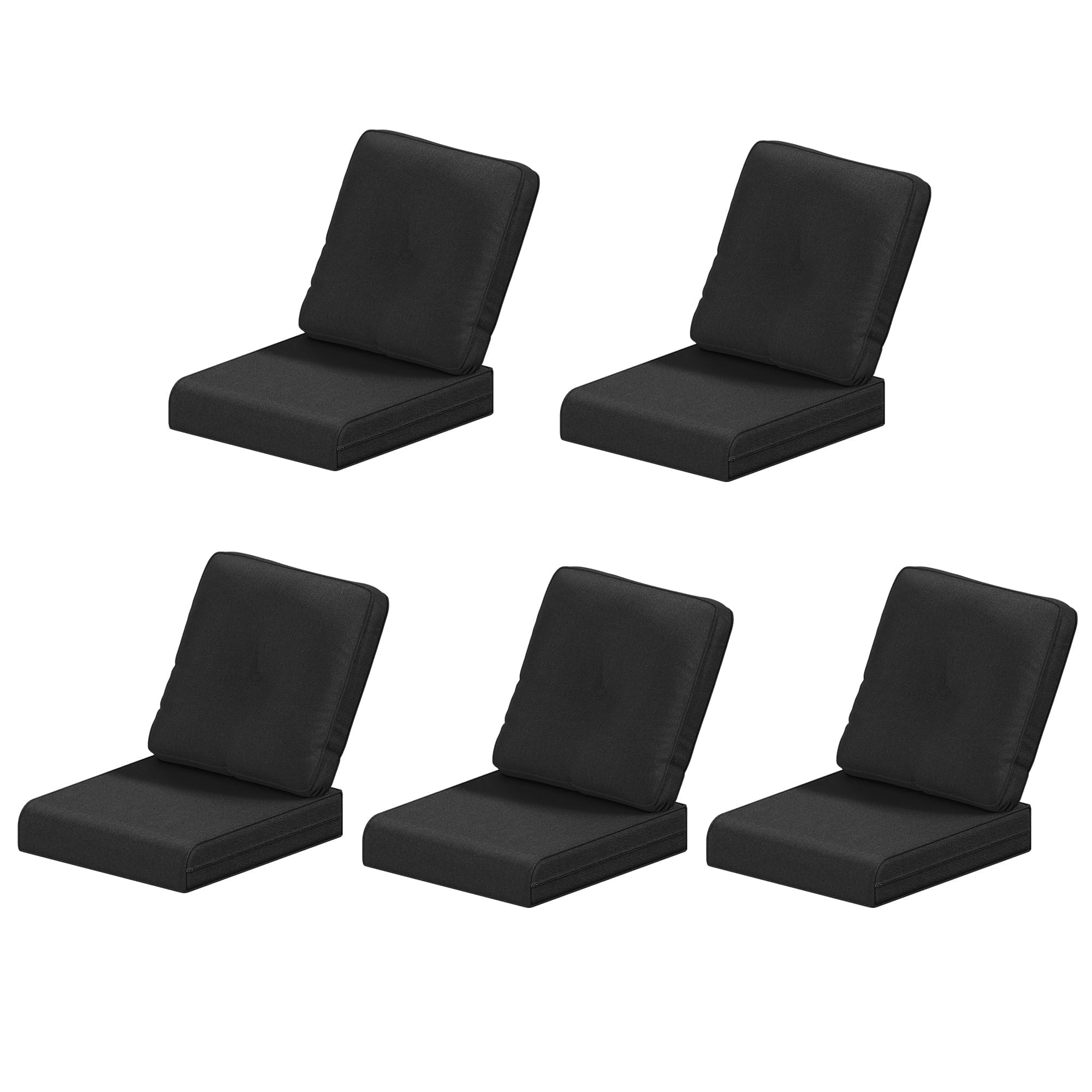 4 Inch Outdoor Cushions, Suitable for Patio Furniture, Water-Resistant & Fade-Resistant, 5 Sets, Black